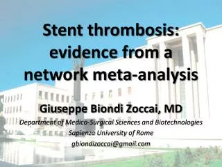 Stent thrombosis: evidence from a network meta-analysis