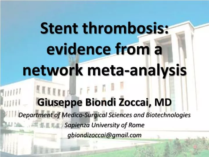 stent thrombosis evidence from a network meta analysis