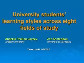 University students’ learning styles across eight fields of study