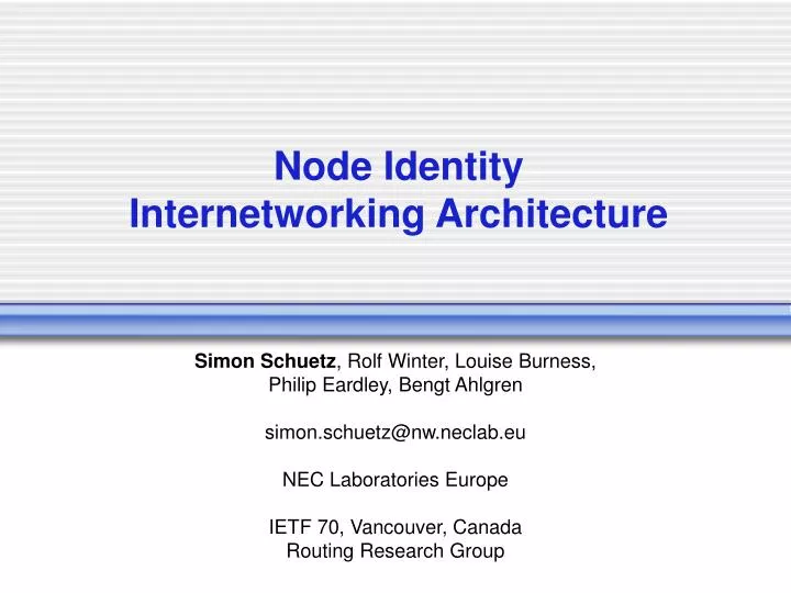 node identity internetworking architecture