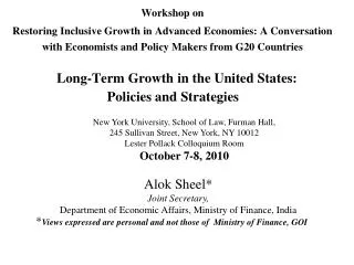 Workshop on Restoring Inclusive Growth in Advanced Economies: A Conversation with Economists and Policy Makers from G20
