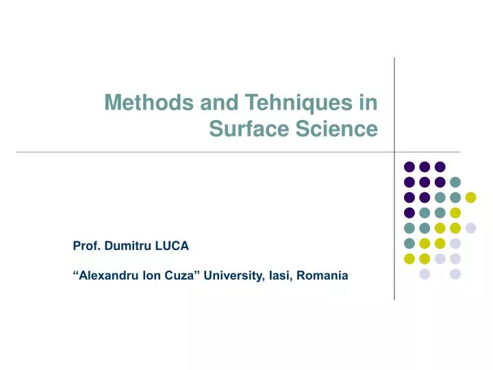 methods and t ehni ques in surface science