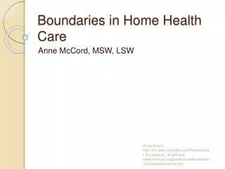 Boundaries in Home Health Care