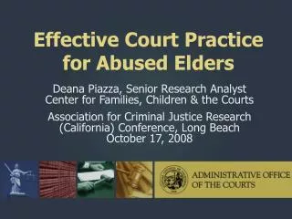 Effective Court Practice for Abused Elders