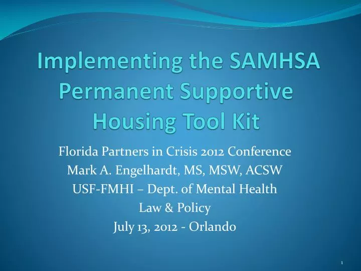 implementing the samhsa permanent supportive housing tool kit