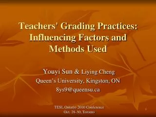 Teachers' Grading Practices: Influencing Factors and Methods Used