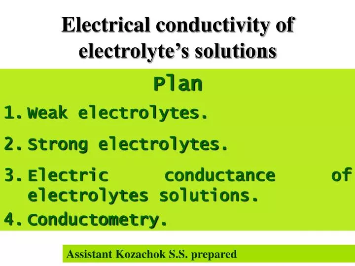 electrical conductivity of electrolyte s solutions