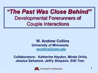 “ The Past Was Close Behind” Developmental Forerunners of Couple Interactions