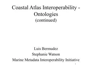 Coastal Atlas Interoperability - Ontologies (continued)