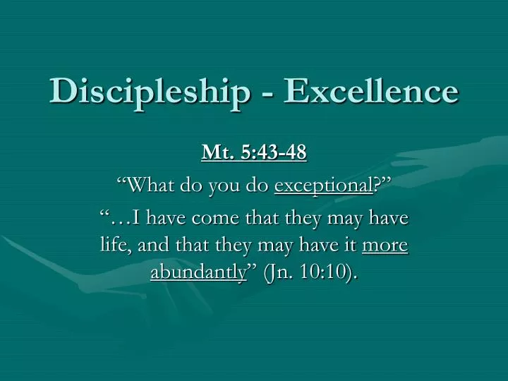 discipleship excellence