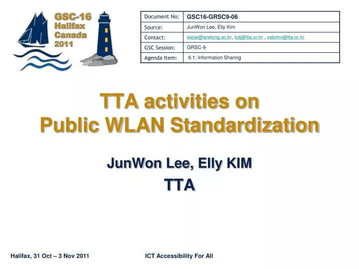 tta activities on public wlan standardization
