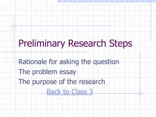 Preliminary Research Steps