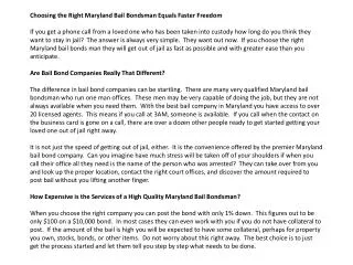 choosing the right maryland bail bondsman equals faster free