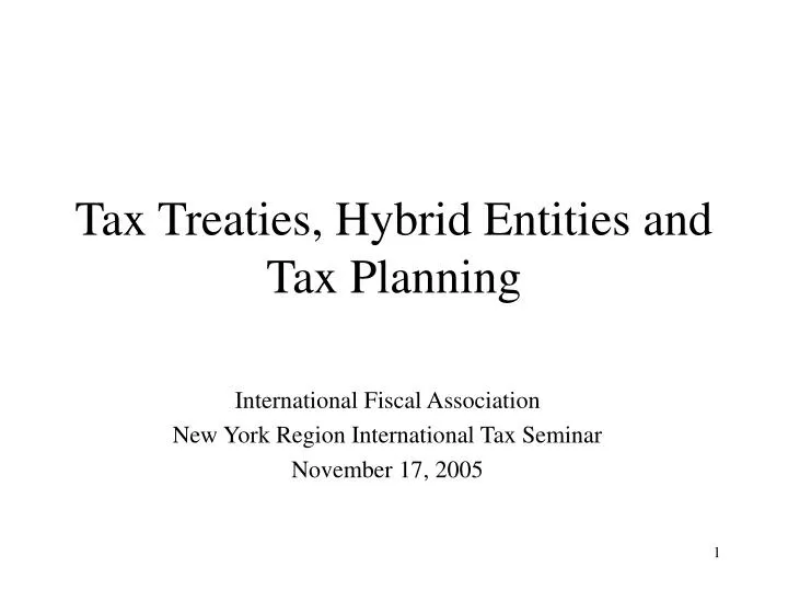 tax treaties hybrid entities and tax planning