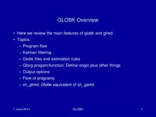 GLOBK Overview