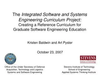 Kristen Baldwin and Art Pyster October 23, 2007