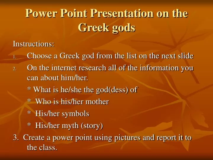 power point presentation on the greek gods