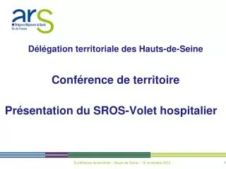 Présentation du SROS-Volet hospitalier