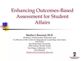 Enhancing Outcomes-Based Assessment for Student Affairs