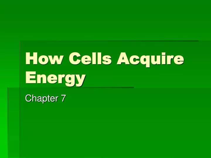 how cells acquire energy