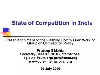 State of Competition in India