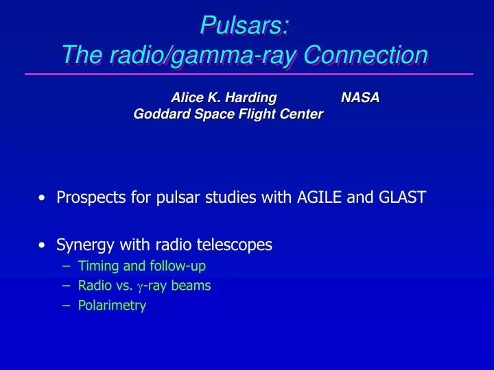 pulsars the radio gamma ray connection