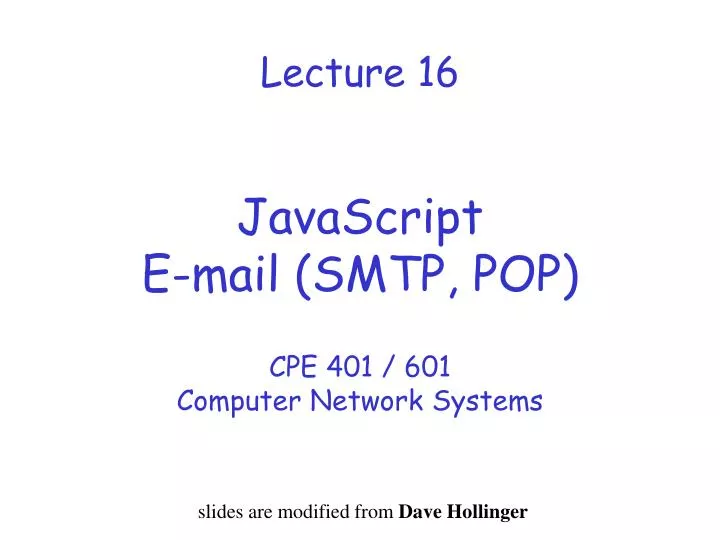 lecture 16 javascript e mail smtp pop