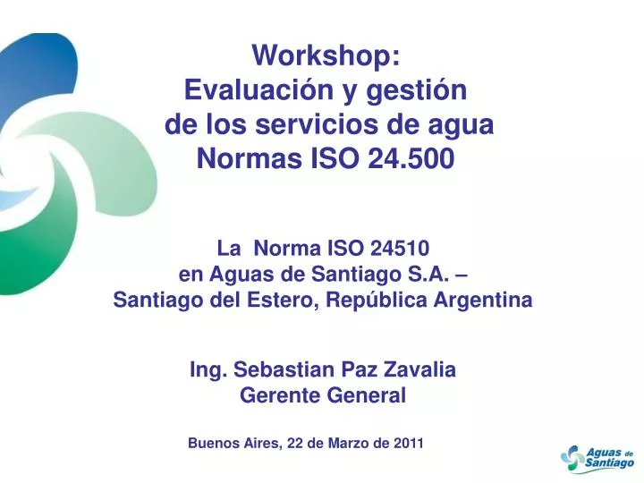 workshop evaluaci n y gesti n de los servicios de agua normas iso 24 500