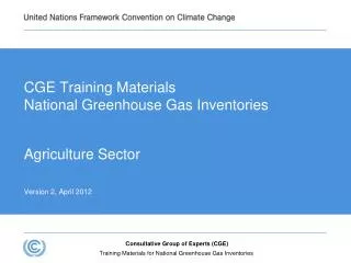 CGE Training Materials National Greenhouse Gas Inventories