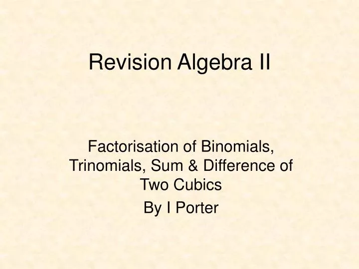 revision algebra ii