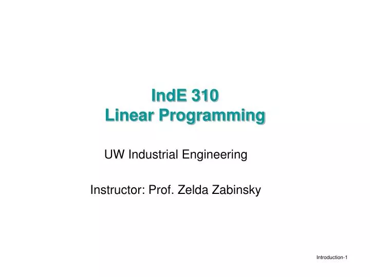 inde 310 linear programming