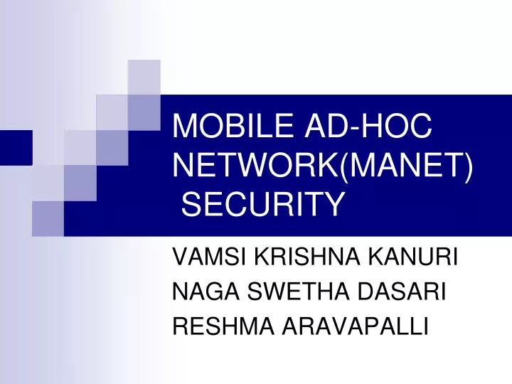 mobile ad hoc network manet security