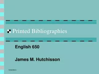 Printed Bibliographies