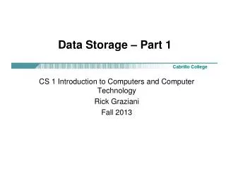 Data Storage – Part 1