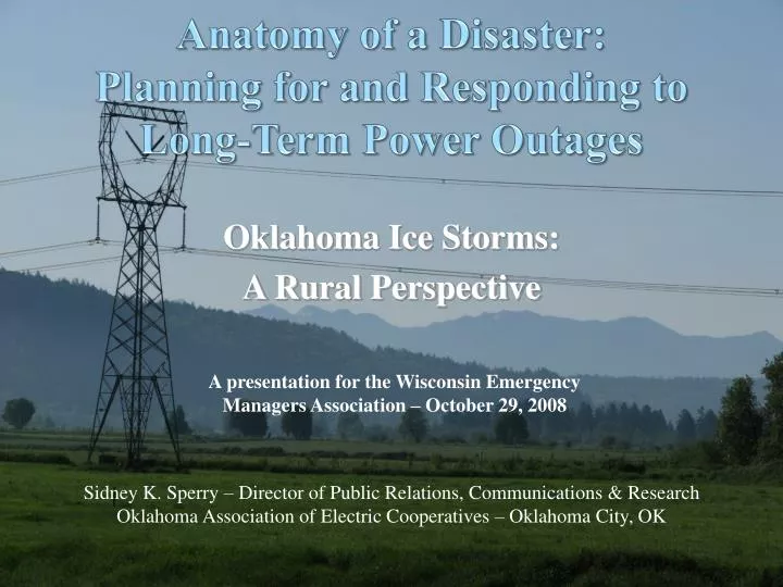 anatomy of a disaster planning for and responding to long term power outages