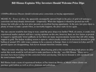 bill hionas explains why investors should welcome price dips
