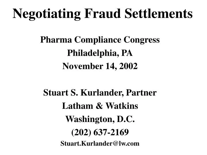 negotiating fraud settlements