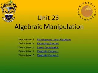 Unit 23 Algebraic Manipulation