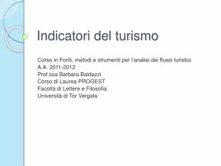 indicatori del turismo