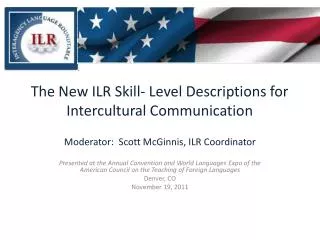 the new ilr skill level descriptions for intercultural communication