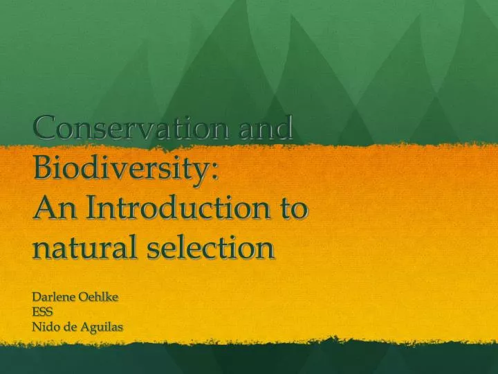 conservation and biodiversity an introduction to natural selection