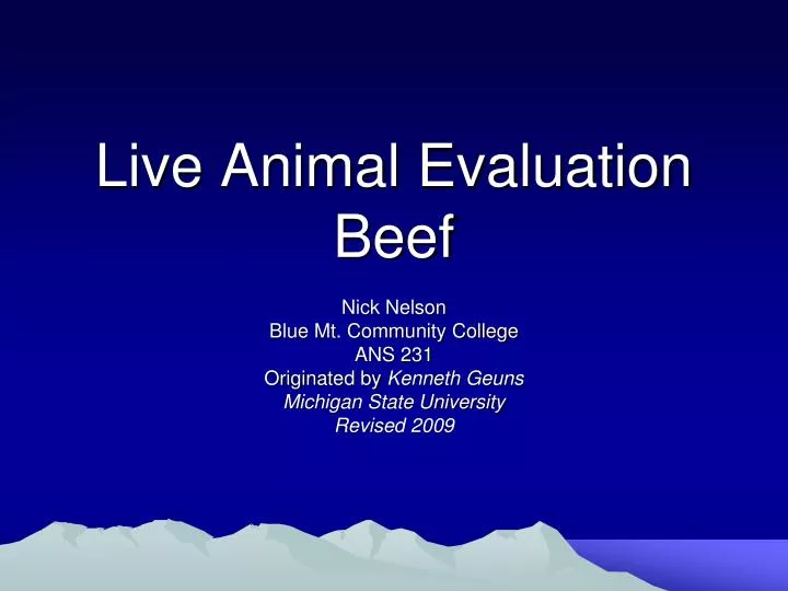 live animal evaluation beef