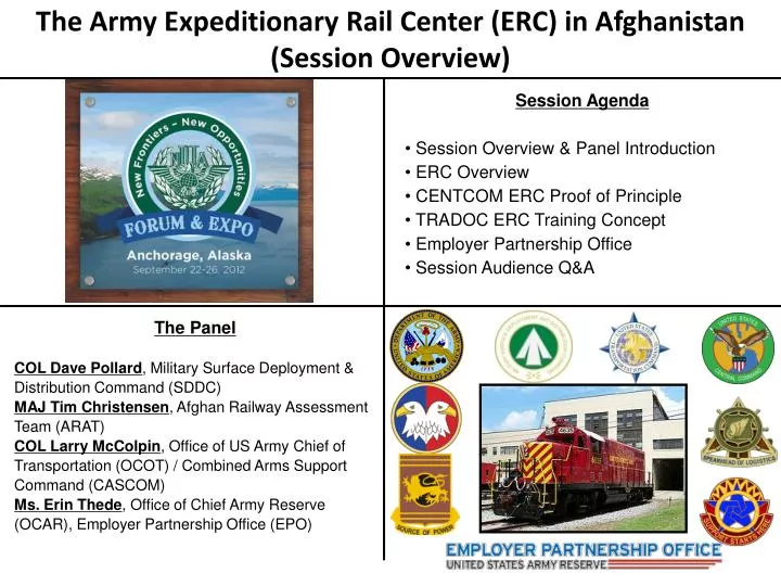 the army expeditionary rail center erc in afghanistan session overview