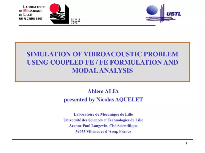 simulation of vibroacoustic problem using coupled fe fe formulation and modal analysis