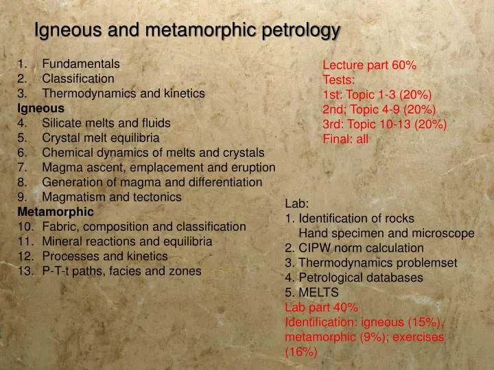 igneous and metamorphic petrology