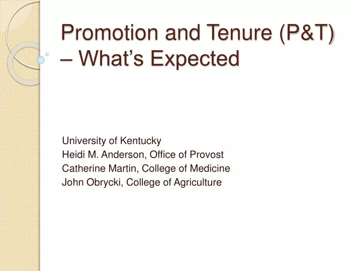 promotion and tenure p t what s expected