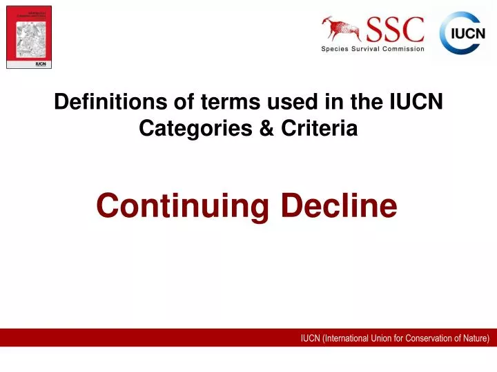 definitions of terms used in the iucn categories criteria
