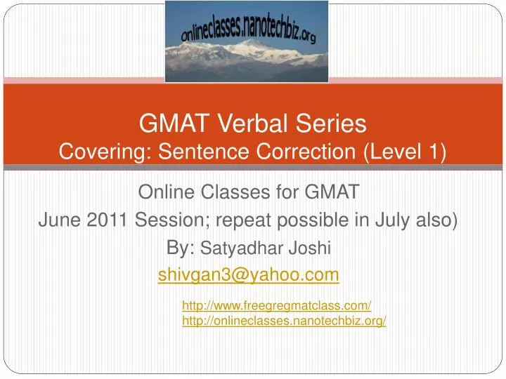 gmat verbal series covering sentence correction level 1