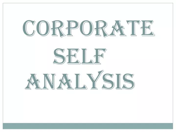 corporate self analysis