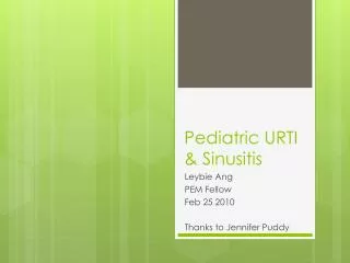 Pediatric URTI &amp; Sinusitis